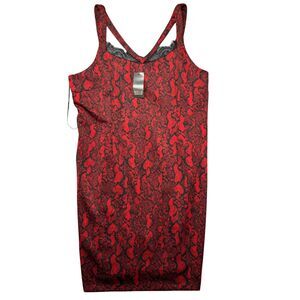 Bold Elements Dress Women's Extra Large Red Lace Snake Skin Print Strappy NWT